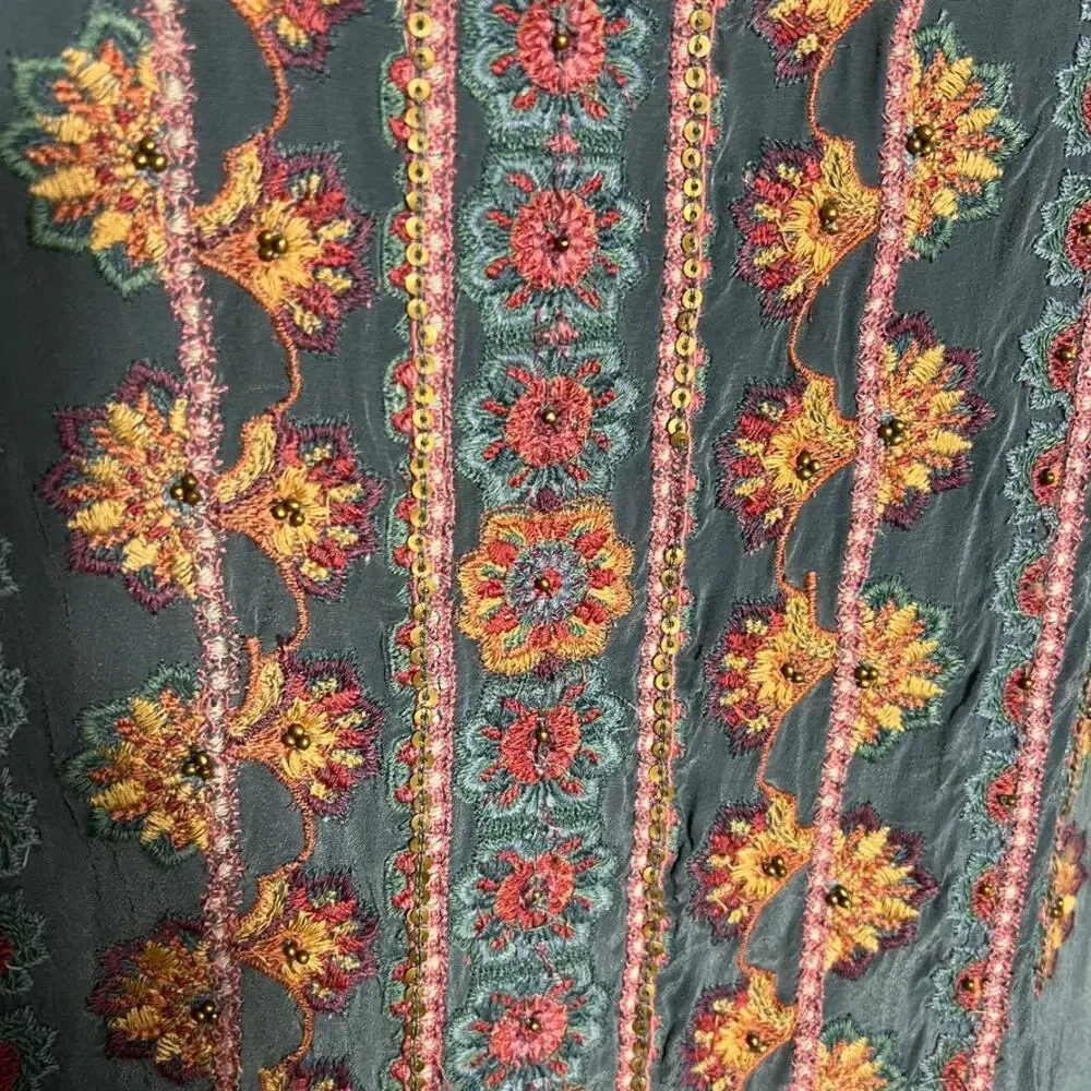 Sundance Garden Melody Beaded Embroidered Bohowestern Dress PS Petite Small - Picture 7 of 12